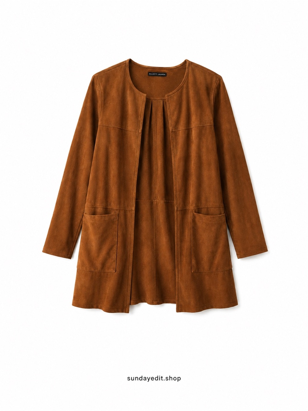 Elliott Lauren Chestnut Brown Suede Open-Front Coat